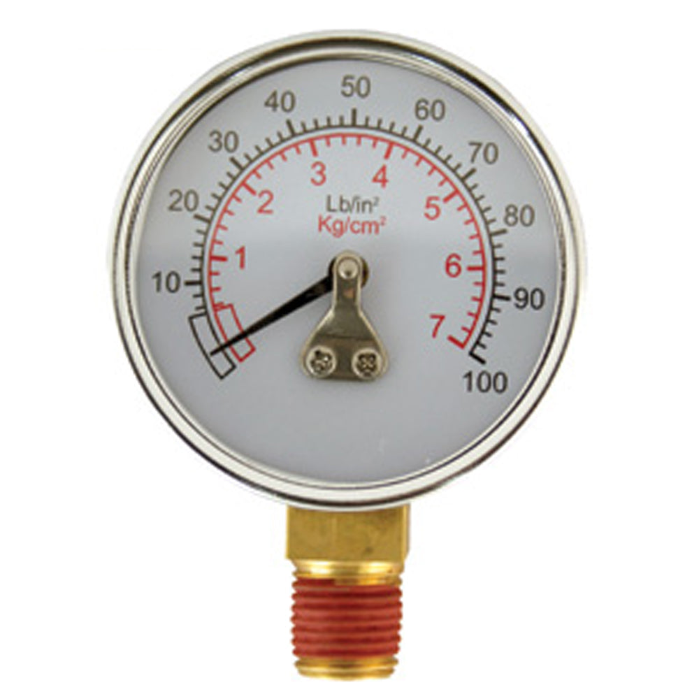 Pressure Pot Bottom Gauge 1/4 inch 100 PSI