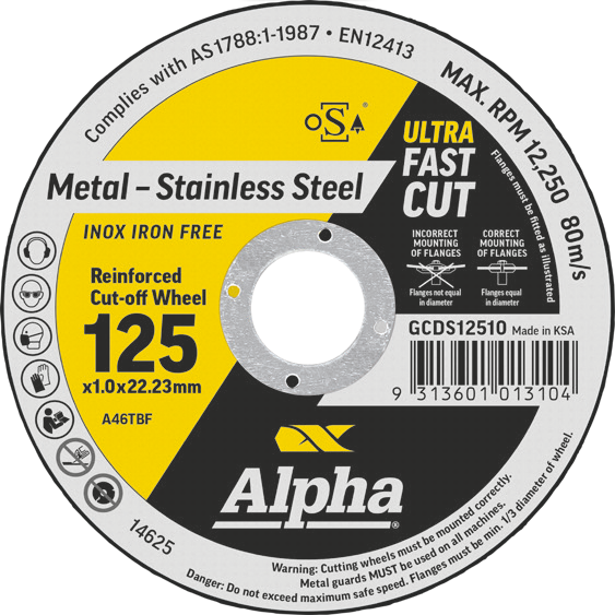 Alpha Silver Cutting Wheel 125 x 1 x 22mm