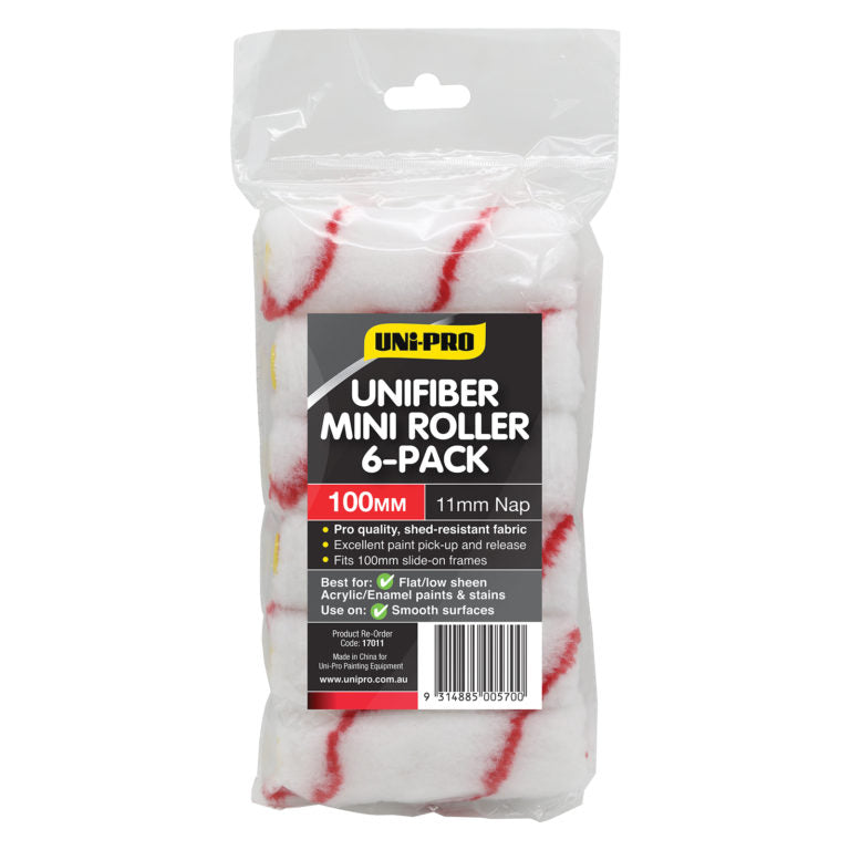 Uni-Pro Mini Roller 17011 Unifiber 100mm 6 Pack