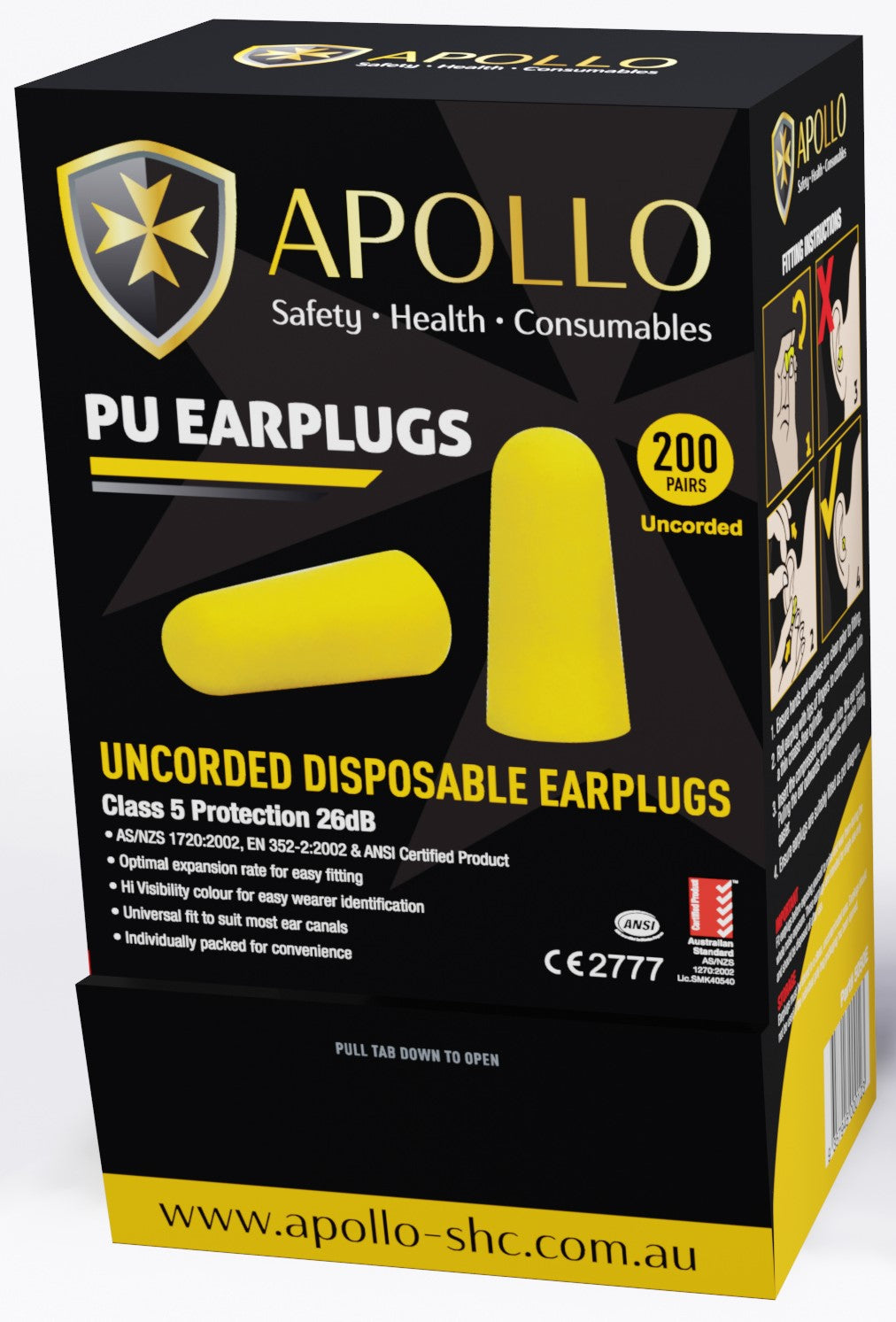 Apollo Uncorded Earplugs Class 5 Protection 26dB Box of 200 Pairs