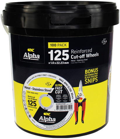 Alpha 100 Disc Tub 125 x 1 x 22mm Cutting Disc