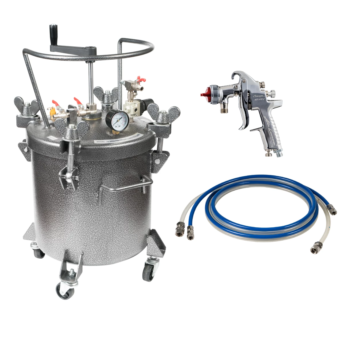 2Spray 20L Pressure Pot Kit - Twin Paint/ Air Hose 7M - 2.5mm AZ1 Pressure Spray Gun