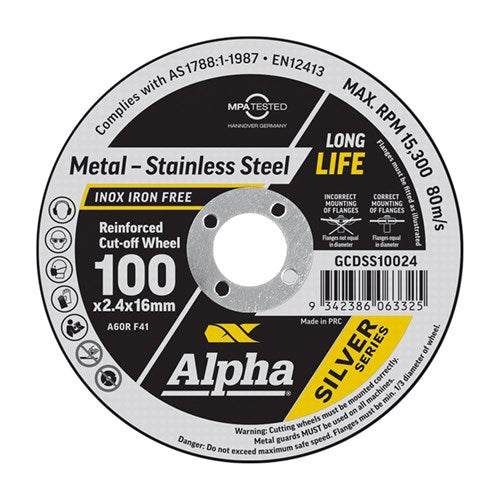 Alpha Silver Cutting Wheel 100 x 2.4 x 16mm