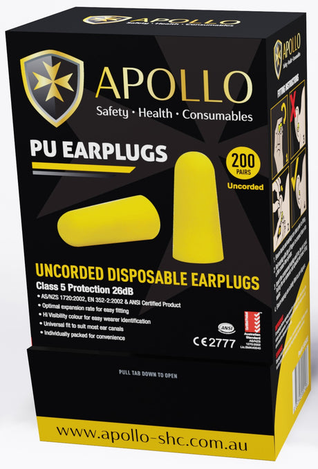 Apollo Uncorded Earplugs Class 5 Protection 26dB Box of 200 Pairs