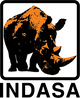 Logo of INDASA with a rhinoceros silhouette in orange and black.