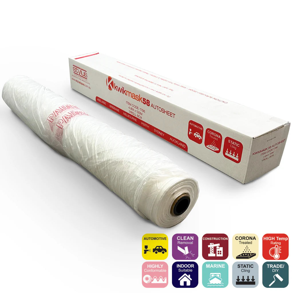 Kwikmask 58 HDPE Autosheet 4.8M X 120m - 9um Masking Film