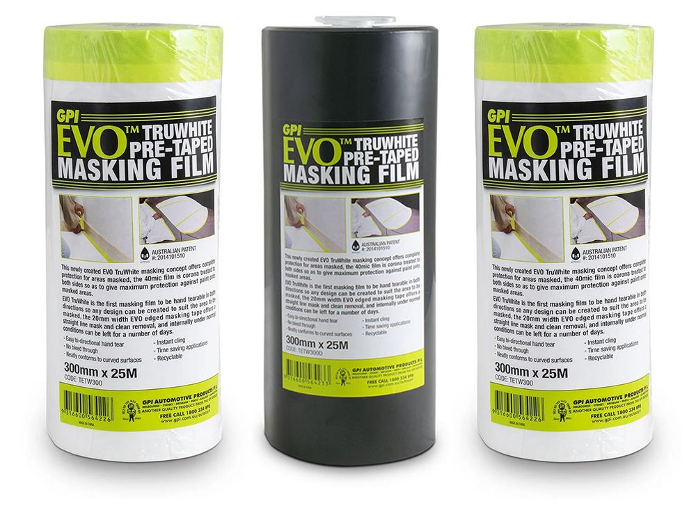 Bodyworx Evo Tru White Pre-Taped Masking Film 300mm Refill Single